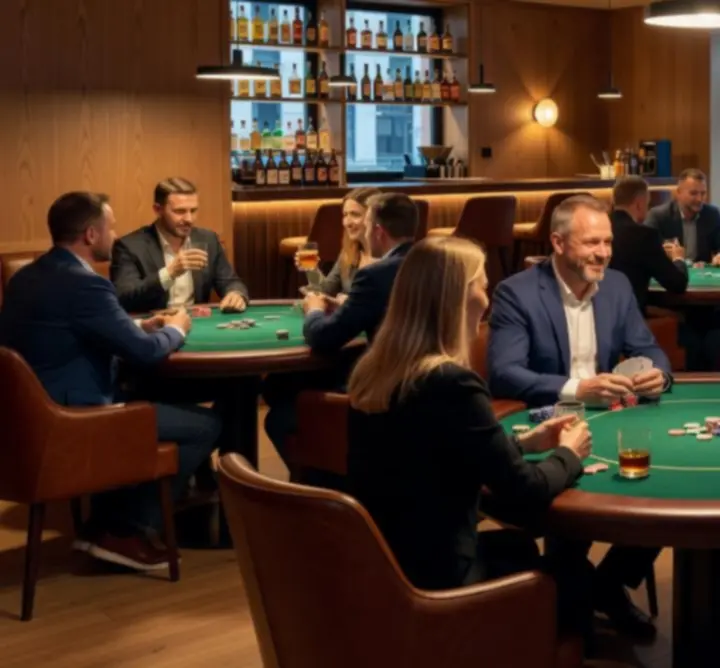 Poker lounge Cards & Beer z profesjonalnymi stołami turniejowymi